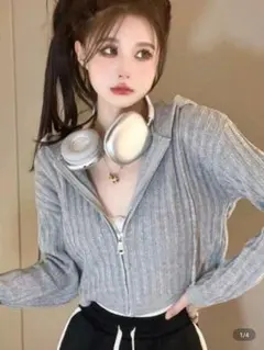 DAZY リブ編みジップパーカー