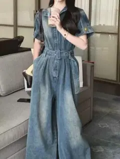 お洒落ワイドレッグジャンプスーツ✨普段着や女子会に最適な一着