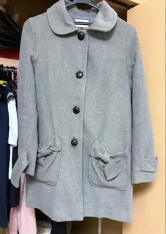OLIVE des OLIVE グレー ピーコート リボンポケット