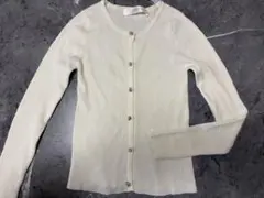 アイボリー リブ編み 長袖カーディガン