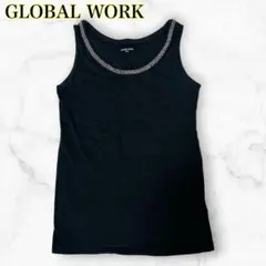 GLOBAL WORK ビジュータンクトップ 黒 ブラック S 綿100%のサムネイル