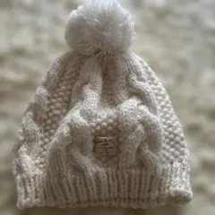 オリーブデオリーブドール　アイボリー ケーブル編み ニット帽 46-50cm