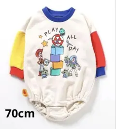 【美品】ディズニー トイストーリー ベビー スウェットロンパース 70cm