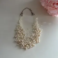 【美品】小粒パール チョーカーネックレス 百貨店購入