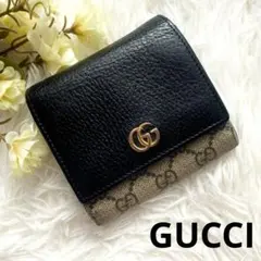 グッチ 財布 三つ折り GGマーモント キャンバス PVC ブラック
