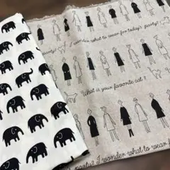 100ネエサン　象プリント　コットン生地