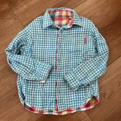 100cm ミキハウス ダブルB チェック柄シャツ リバーシブル