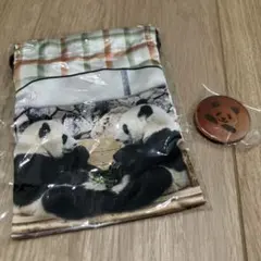 アドベンチャーワールド　ガチャ　ミニ巾着　梅浜　永浜① パンダマグネット付きのサムネイル