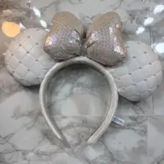 ディズニー カチューシャ ホワイト パール キルティング