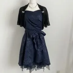 2点セット♪編み上げ ネイビー 結婚式 フォーマルドレス 新品 Ｌ11号