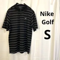 【美品】ナイキゴルフ Dri-FIT ボーダー ポロシャツ 黒 白S