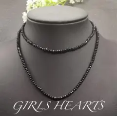 送料無料クロムシルバー黒ブラックスピネル風チェーンネックレス手首に巻けばブレス