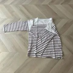 UNIQLO 長袖Tシャツ XL 白/ボルドー