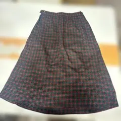 レトロ チェック柄 フレアスカート ミモレ丈 秋冬