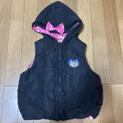 フード付き ブラックダウンベスト 120