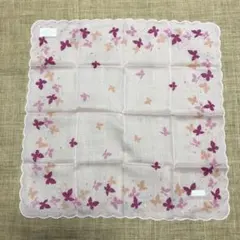 HANAE MORI   森英恵　 ピンク　チョウのハンカチ　【新品未使用】