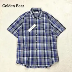 新品✨【ゴールデンベア】M 半袖チェックシャツ ブルー　メンズのサムネイル