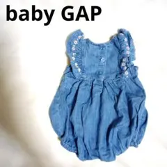 baby GAP デニムロンパース 50cm 簡単おむつ交換 ノースリーブ 花柄