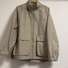 GU メンズ　ナイロンジャケット 帽子付き　ベージュ　L