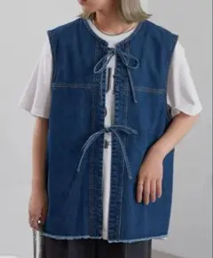 ダークデニム ノースリーブベスト