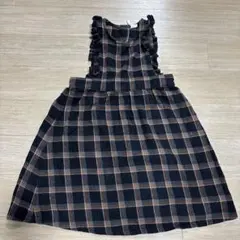 フリル付きチェックジャンバースカート M