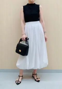〈新品タグ付き〉GU バブルヘムミディスカート ホワイト M ロングスカート
