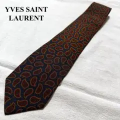 Yves Saint Laurent ネクタイ ペイズリー柄 ネイビー 総柄