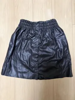 ZARA 黒 合成皮革 ミニスカート ウエストゴム