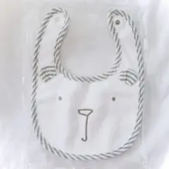 新品　baby GAP くまさん スタイ　ホワイト×グレーのサムネイル