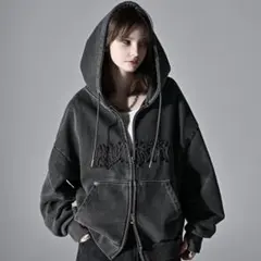 ADRER ヘビーウェイトロゴセミショートヴィンテージダブルジップパーカー