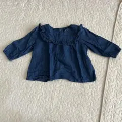 デニム風　フリル長袖シャツ