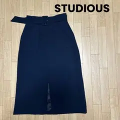 【美品】STUDIOUS ステュディオス ベルト付ハイウエストタイトスカート 0
