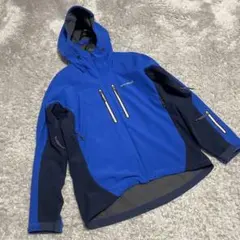 極美品　モンベル パウダーシェッドパーカ マウンテンパーカー フード ブルー　M