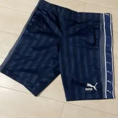 puma プーマジャージ生地 ハーフパンツ スポーツウェア①紺　訳ありのサムネイル