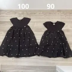 プティマイン ハートワンピース 姉妹お揃い 100 90