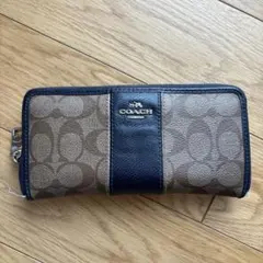 COACH 長財布 ブラウン ネイビー