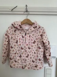 GAP ピンクちょうちょと花柄 フード付きパーカー　3years old