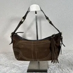 美品】COACH ワンショルダー ホーボー スエード ハーフムーン ブラウン