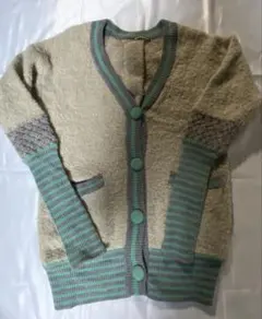 フラボア　FRAPBOIS ニットカーディガン クリーム×グリーン