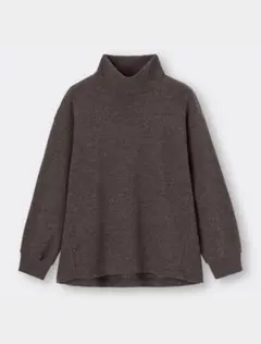 GU ジーユー ブラッシュドリブハイネックプルオーバー(長袖) ブラウン