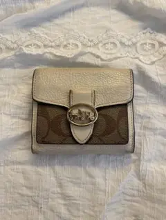 COACH 二つ折り財布 シグネチャー ホワイト ミニウォレット - メルカリ