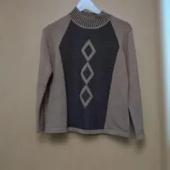 エスピーセレクション ダイヤモンドパターン ハイネックニット ブラウン系