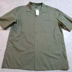 新品 ユニクロ オープンカラーシャツ L カーキ