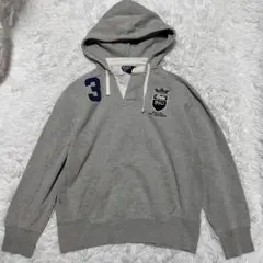 90s ポロバイラルフローレン ヘンリーネック スウェット パーカー グレー