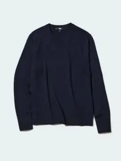 美品ユニクロ　メリノクルーネックセーターL紺ウール ニット　ネイビー