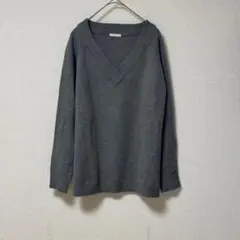 GU ニットセーター Vネック グレー Mサイズ 秋冬 プルオーバー S 古着