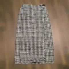 チェック柄タイトスカート ベルト付き
