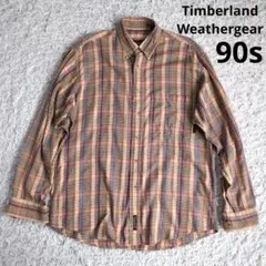 Timberland■90sヴィンテージ チェックシャツ オレンジ ウェザーギアのサムネイル