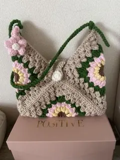 ハンドメイド クロシェバッグ ピンク パールチャーム付き - メルカリ