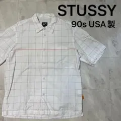 90s USA製 ステューシー チェックシャツ 半袖 紺タグ ヴィンテージ